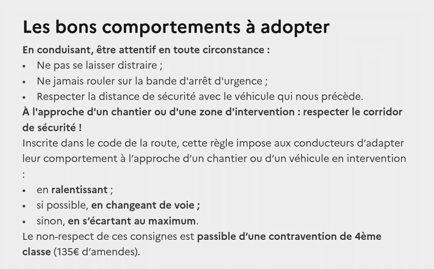 Corridor de sécurité : les bons comportements à adopter sur la route