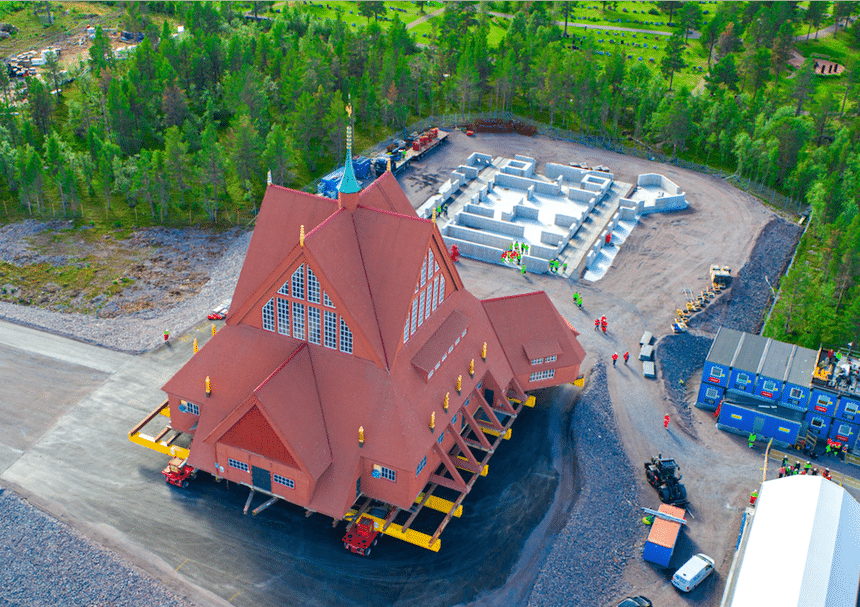 L'église de Kiruna sur son nouvel emplacement