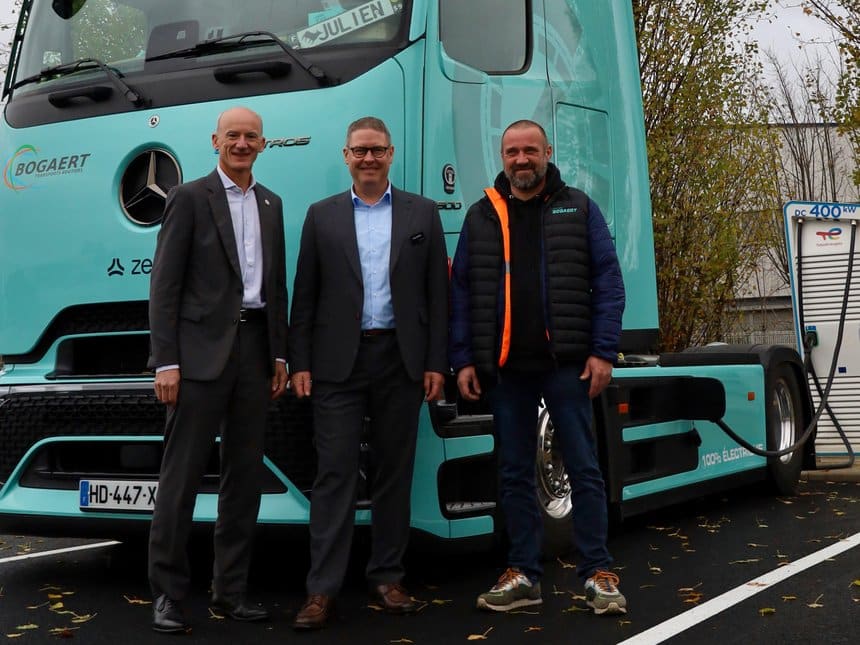 Jérémie Bogaert exploite plusieurs Mercedes eActros 600